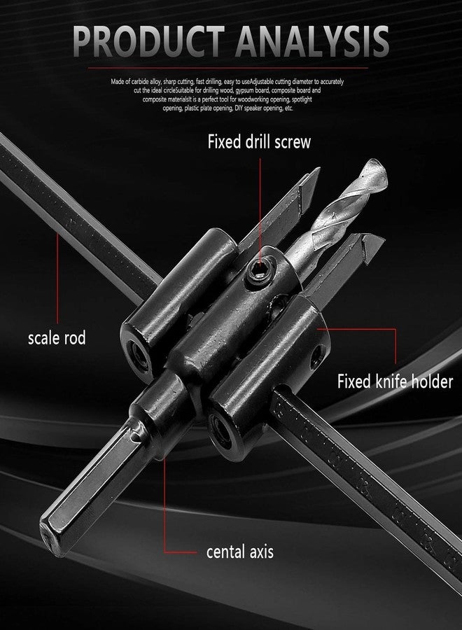 UPTODATETOOLS Adjustable Hole Saw Circle Hole Cutter Drill Bit, Heavy Duty Wood Drywall Drill Bit Round Cutting for Woodworking, 30-200mm - Image 4